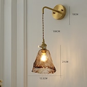 cheap Indoor Wall Lights-Modern Brass Wall Light Minimalist Sconces with Tea Color Glass Shade Wall Lamps with 90° Up and Down Adjustment 110-240V