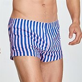 abordables Bóxer de hombre-Hombre 1 pc Boxer Boxers Cintura elástica 100% Algodón Transpirable Suave Cómodo Raya Tiro Medio Blanco Amarillo