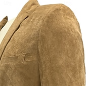 economico Blazer Classici da Uomo-Per uomo Giacca in finta pelle scamosciata Blazer in finta pelle scamosciata Abbigliamento formale Festa d'azienda Moda Casual Autunno / Inverno Finta Pelle Scamosciata Semplice Tasca Bottoni