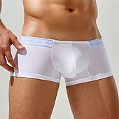 cheap Men&#039;s Boxers Underwear-Men&#039;s 1 PCS Boxers Underwear Boxer Shorts Patchwork Nylon Breathable Soft Comfortable Color Block Mid Rise Black White