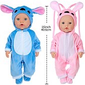 preiswerte Puppenbekleidungs- und Zubehörsets-Anzug + Schuhe Puppen-Outfit für 18 Zoll 43cm Babypuppe süße Pullover Strampler Puppenkleidung
