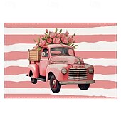 お買い得  Placemats＆Coasters＆Trivets-バレンタインデーのプレースマット4枚セット。ハートやバラの模様が特徴のロマンチックで装飾的なテーブルマット。丈夫で耐熱性があり、ダイニングテーブルの装飾に愛のタッチを加えるのに最適です。