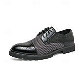 abordables Semi-formel-chaussures oxford pied-de-poule pour hommes - lacets en similicuir marron avec détails brogue et semelle robuste pour une tenue décontractée et formelle