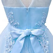 baratos Vestidos floridos-Vestido para Meninas das Flores Crianças Para Meninas Vestido de princesa Espetáculo Casamento Festa Elegante Lindo Com Transparência Côr Sólida Sem Manga Gola Redonda Branco Rosa 4 anos +