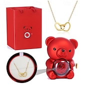 cheap Wedding Decorations-Eternal Rose Bear with Necklace,Valentines Day Gifts for Her Romantic Gift for Valentines Day, Wedding, Mothers Day and Anniversary