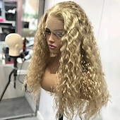 economico Parrucche lace front capelli veri-Capelli umani di Remy Chiusura 5x5 13x4 Pizzo Frontale Parrucca Parte libera Brasiliano Riccio Biondo Parrucca 130% 150% Densità dei capelli con i capelli del bambino 100% Vergine Senza colla Pre-a