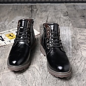 levne Kotníkové boty-pánské vintage hnědé kotníkové boty z umělé kůže – klasický šněrovací design s robustní podrážkou pro práci i běžné nošení