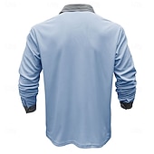 preiswerte Klassisches Poloshirt für Herren-Herren Poloshirts Golf Poloshirts Strasse Geschäft Kargen Klassisch Langarm Modisch Basic Patchwork Tasche Farbblock Herbst Winter Jahreszeiten Regular Fit Hellblau Babyblau Schwarz Weiß Burgunderrot