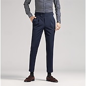 cheap Slim-Men's Graduation Dress Pants Trousers Chinos Buttons Pocket Solid Color Comfort Formal Party Work Fashion Classic Style Black Navy Blue Micro-elastic