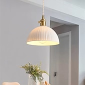economico Luci a sospensione-lampada a sospensione moderna di metà secolo lampada a sospensione in vetro lattiginoso lampadario in ottone spazzolato lampada a sospensione rustica a cupola piccola 19 cm 85-265 V
