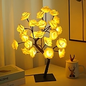 billige Dekorative lys-led rosetre lampe valentinsdag skrivebordslampe bryllup bursdagsfest hjemme soverom nattlys usb-drevet avtakbar valentinsdag dekorasjon nattlys