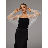 abordables enveloppes d&#039;invité de mariage-boléro en maille protection solaire manches longues bouffantes transparent cache-épaules boléro en tulle organza de mariée mode invité de mariage écharpe femme tout-assorti printemps&amp;amp;robe d&#039;été