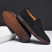 levne Pánské nazouváky a mokasíny-pánské prodyšné slip-on mokasíny - perforovaná ležérní obuv z umělého semiše s tkanými detaily a protiskluzovou podrážkou