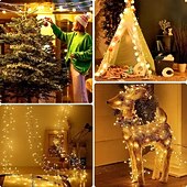 お買い得  ソーラーストリングライト-ソーラーパワー爆竹ストリングライト 6m 200LED - 屋外ガーデン芝生装飾、エネルギー効率の高い銅線とソーラーバッテリー、庭、窓、フェンス、木の照明に最適