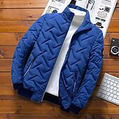 economico Piumini e parka da uomo-Per uomo Piumino Giacca bomber Giacca trapuntata Zip intera Informale Da tutti i giorni Standard Casual quotidiano Di moda Antivento Tenere al caldo Autunno Inverno Righe e Plaid Nero Verde chiaro