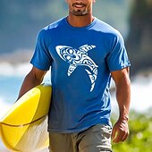 tanie Tropikal tatil tişörtleri-Męskie Rekin Tropikalny Podkoszulek Krótki rękaw Podkoszulek Druk 3D Półgolf Koszula Urlop Moda Ulica Sporty na świeżym powietrzu Codzienny Niebieski Zielony Lato Wiosna Odzież S M L XL XXL XXXL