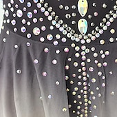 cheap Figure Skating Dresses-Figure Skating Dress Women&#039;s Girls&#039; Ice Skating Dress Gray High Elasticity Training Competition Skating Wear Classic Crystal / Rhinestone Long Sleeve Ice Skating Figure Skating