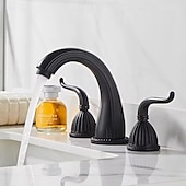 abordables Robinets de lavabo-robinets de salle de bain pour lavabo 3 trous 2 poignées robinets de lavabo de vanité robinet 3 trous pour lavabo de salle de bain robinets de lavabo de vanité avec eau chaude et froide