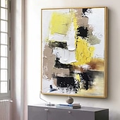cheap Still Life Paintings-White Gray Yellow Textured Painting Large Colorful Abstract Painting Texture Abstract Painting Colorful Knife Painting Hand-painted Abstract Art Large Canvas Art Boho Decor
