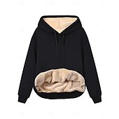 abordables chaqueta con capucha-Mujer Abrigo de invierno Chaqueta de sherpa Chaqueta con capucha Exterior Calle Ropa Cotidiana Otoño Invierno Regular Abrigo Ajuste regular Mantiene abrigado Transpirable Elegante Casual Chaquetas
