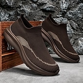 economico Sneakers da uomo-sneakers slip-on rosse leggere da uomo | tomaia in flyknit traspirante con suola comoda per attività casual e sportive