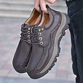 economico Semi-formale-scarpe da trekking da uomo in similpelle marrone con chiusura a lacci - comode e resistenti, perfette per le avventure all&#039;aria aperta