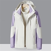 preiswerte Softshell-, Fleece- &amp; Wanderjacken-Damen Soft Shell Jacke Wanderjacke Winter Draussen Farbblock warm Fleece-Futter Windundurchlässig Wasserdicht 3-in-1-Jacke Leichte Jacke Windbreaker-Jacke Reisen Hellrosa Weiß Rosa Rot Purpur