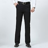 baratos Magro-Homens Social Calças chinês Botões Bolsos Tecido Conforto Formal Festa Trabalho Moda Estilo Clássico Preto Marron Micro-Elástica