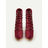 baratos Botas de tornozelo-Botas femininas pretas de salto alto com cadarço e sola resistente – calçado estiloso para trajes casuais e ao ar livre