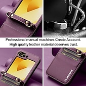 economico Cover Samsung-telefono Custodia Per Samsung Galaxy Z Flip 7 Z Flip 6 Z Flip 5 Z Flip 4 Z Flip 3 Copertura Posteriore con Cordino Slot per Carte Resistente agli urti Retrò TPU Pelle PU