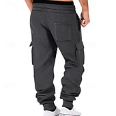 voordelige Joggingbroeken-Voor heren Jogger Broek Cargo-joggingbroek Zak Trekkoord Elastische taille Effen Comfort Buitensporten Dagelijks Modieus Casual Zwart Wit Micro-elastisch