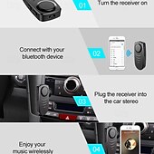 abordables Kit de Bluetooth/manos libres para coche-Receptor Bluetooth 5.0 para automóvil, adaptador auxiliar Bluetooth con cancelación de ruido, receptor de música Bluetooth para estéreo doméstico/auriculares con cable/llamadas manos libres, duración