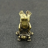 お買い得  彫像-ヴィンテージ真鍮カメ &amp;カエルの置物 - アンティークスタイルの純銅製ティーペット、デスクトップの装飾、収集価値のあるミニチュア装飾品