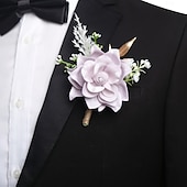 billiga Bröllopsdräkter-Mäns bröllops boutonniere vita boutonniere för brudgum och marskalker blommor sommar bröllopsaccessoarer dräktsdekorationer