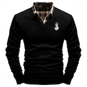 cheap Men&#039;s Printed Sweaters-Christmas Men&#039;s LOVE Gesture Pullover Sweater Jumper V Neck Casual Party Evening Wear Daily New Years Eve Sweater Embroidered Knitting Warm Long Sleeve Fall Winter Wine Black White