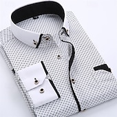 cheap Men&#039;s Button Down Shirts-Men&#039;s Dress Shirt Button Down Shirt Collared Shirt Polka Dot Wedding Outdoor Black White Red Navy Blue Long Sleeve Turndown Summer Spring Clothing Apparel Print
