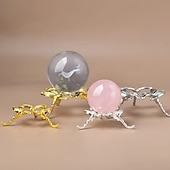 abordables Statues-Support de boule de cristal en métal en forme de libellule, support de sphère en verre compatible pour bureau, décoration intérieure, fête, chambre à coucher, décoration de salon