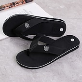 billige Uformelle sandaler-svarte flip-flop-sandaler for menn med polstret såle - komfortabelt uformelt strand- og sommersko