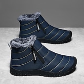 abordables Botas de invierno y nieve-Botas de nieve de invierno amarillas para hombre: impermeables, con forro de piel, cierre de cremallera, botines cálidos antideslizantes para clima frío