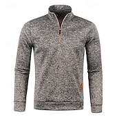 preiswerte Herrenpullover-Herren Pullover Strickpullover Pullover mit Viertelreißverschluss Gerippt Stricken Standard Strick Glatt Viertel Postleitzahl Modisch Basic Urlaub Freizeitskleidung Bekleidung Herbst Winter Schwarz