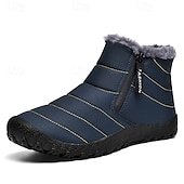 abordables Botas de invierno y nieve-Botas de nieve de invierno amarillas para hombre: impermeables, con forro de piel, cierre de cremallera, botines cálidos antideslizantes para clima frío