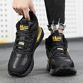 economico Sneakers da uomo-sneakers alte invernali da uomo con fodera in pelliccia sintetica – caldi stivali da neve con lacci per attività all&#039;aperto, suola impermeabile e antiscivolo, elegante design beige