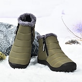 abordables Botas de invierno y nieve-Botas de nieve de invierno amarillas para hombre: impermeables, con forro de piel, cierre de cremallera, botines cálidos antideslizantes para clima frío