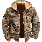cheap Men&#039;s 3D Hoodies-Men&#039;s Camo / Camouflage Cowboy Fleece Hoodies Hoodie Hooded Sweatshirt Hooded Daily 3D Print Holiday Streetwear Brown Zipper Pocket Fall Winter Designer