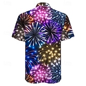 voordelige Vintage overhemd-Kerstmis Voor heren Sprankelend Glittery Overhemd Hawaiiaans overhemd Overhemd met knopen Korte mouw Casual Buiten Vakantie Feest Zomer Overhemden met kraag Dichtknopen 3D-afdrukken blauw