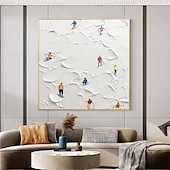 preiswerte Landschaftsgemälde-Skisport Leinwandgemälde handgemachte Winterdekoration Textur Skifahren Ölgemälde handgemalte Wandkunst Weihnachtsgeschenk Skifahrer auf schneebedeckten Bergen Kunstgemälde weißer Schnee Skifahren