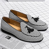 preiswerte Lässig-elegante Herren-Loafer mit Hahnentrittmuster und Quaste - perfekt für Hochzeiten und Partys