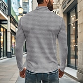 Χαμηλού Κόστους Κλασικό Πόλο Ανδρών-Ανδρικά Βάφλα Πόλο Μπλουζάκια Quarter Zip Polo Καθημερινά Αργίες Τρίμηνο φερμουάρ Μακρυμάνικο Μοντέρνα Σκέτο Άνοιξη &amp; Χειμώνας Κανονικό Μαύρο Λευκό Κρασί Χακί Ανοικτό Γκρίζο Πράσινο Χακί