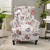baratos Capa para Poltrona de Costas Largas-capa para cadeira com encosto de orelha floral capa elástica e durável com design floral elegante, perfeita para proteger e realçar sua cadeira com encosto de orelha, ideal para uma decoração de sala