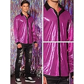 cheap Tops-Retro Vintage 1970s 1980s Shirt Disco Shiny Metallic Men&#039;s Carnival Costume Halloween Carnival Performance Party Club Adults&#039; Shirt